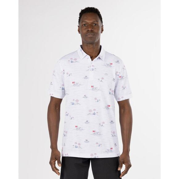 Travis Matthew Men's White Performance Golf Lake Break Polo Shirt Size Large - Picture 1 of 7